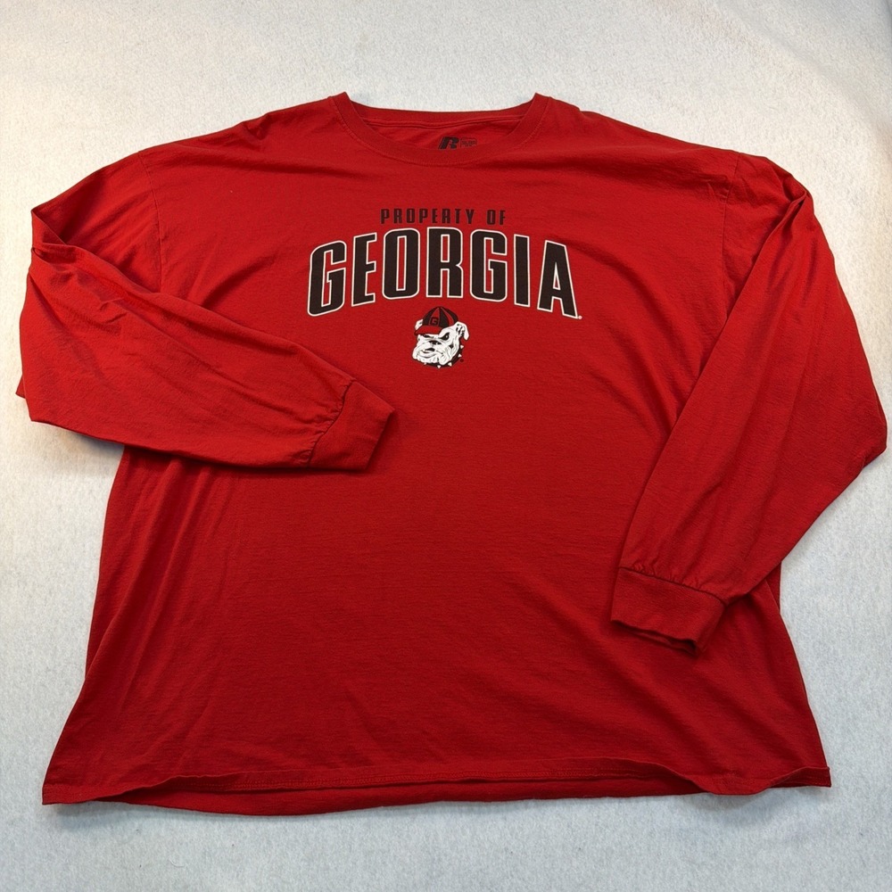 Georgia Bulldogs Russell Property Of‎ Georgia Over Logo Red LS T-Shirt Men's  3X